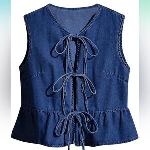 Denim Sleeveless Top with Tie Details